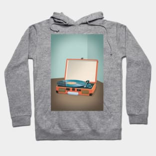 Vintage Turntable With Vinyl Record Illustration Hoodie